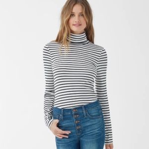 Splendid Black Venice Stripe Turtleneck S